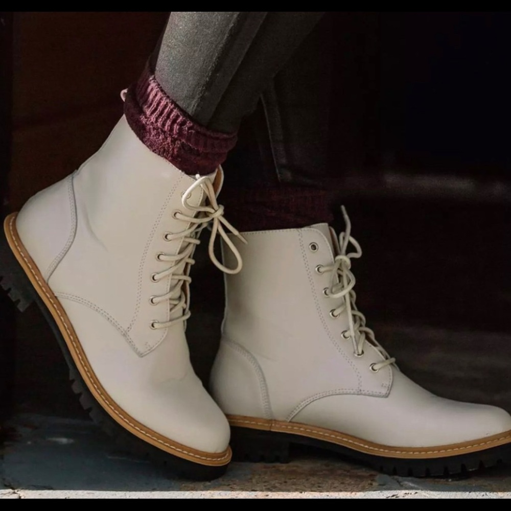 White Doc Marten Style Combat boot dupes